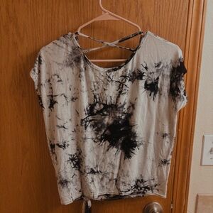 Elegant Women's Tie-Dye Blouse - Black and White